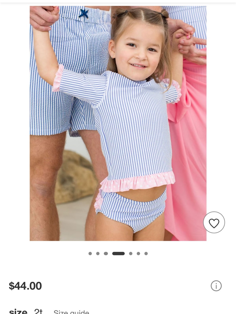 Ruffle Butts Blue and Pink Striped Girls Rash Guard Set - Picture 3 of 4